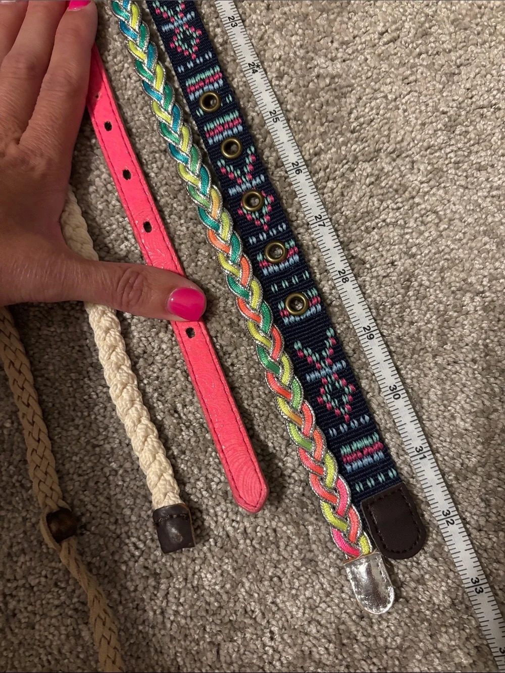 Bundle of 5 Mixed Boho Belts  - Neutral, Pink, Multicolor